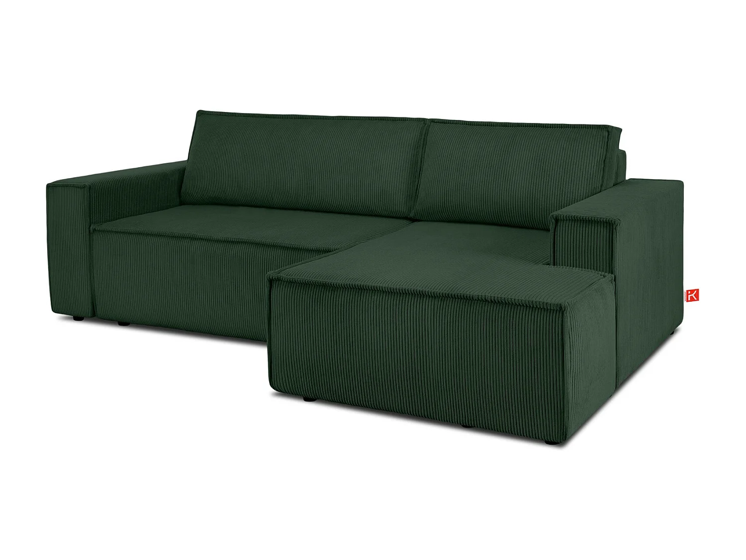 Canapé d'angle - droite - avec fonction couchage - avec coffre de rangement - Modern - Vert foncé - NAPI