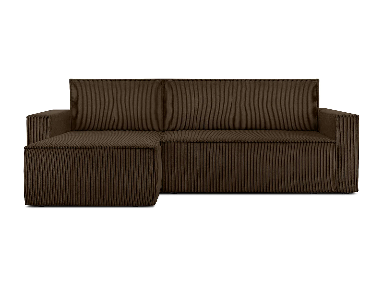 Canapé d'angle universel - gauche / droit - avec fonction couchage - avec coffre de rangement - Marron - NAPI