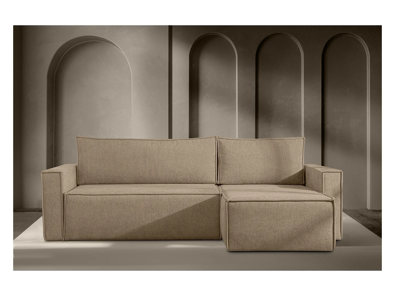 Canapé d'angle universel - gauche / droit - avec fonction couchage - avec coffre de rangement - Marron - NAPI II