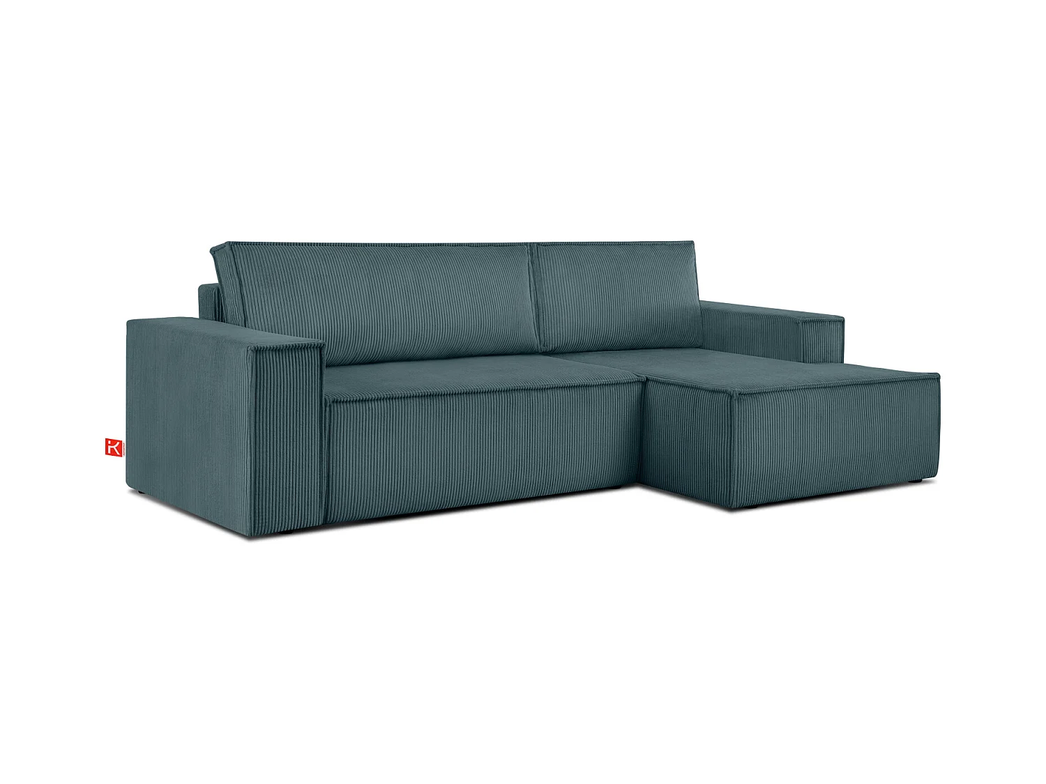 Canapé d'angle - droite - avec fonction couchage - avec coffre de rangement - Modern - Bleu - NAPI