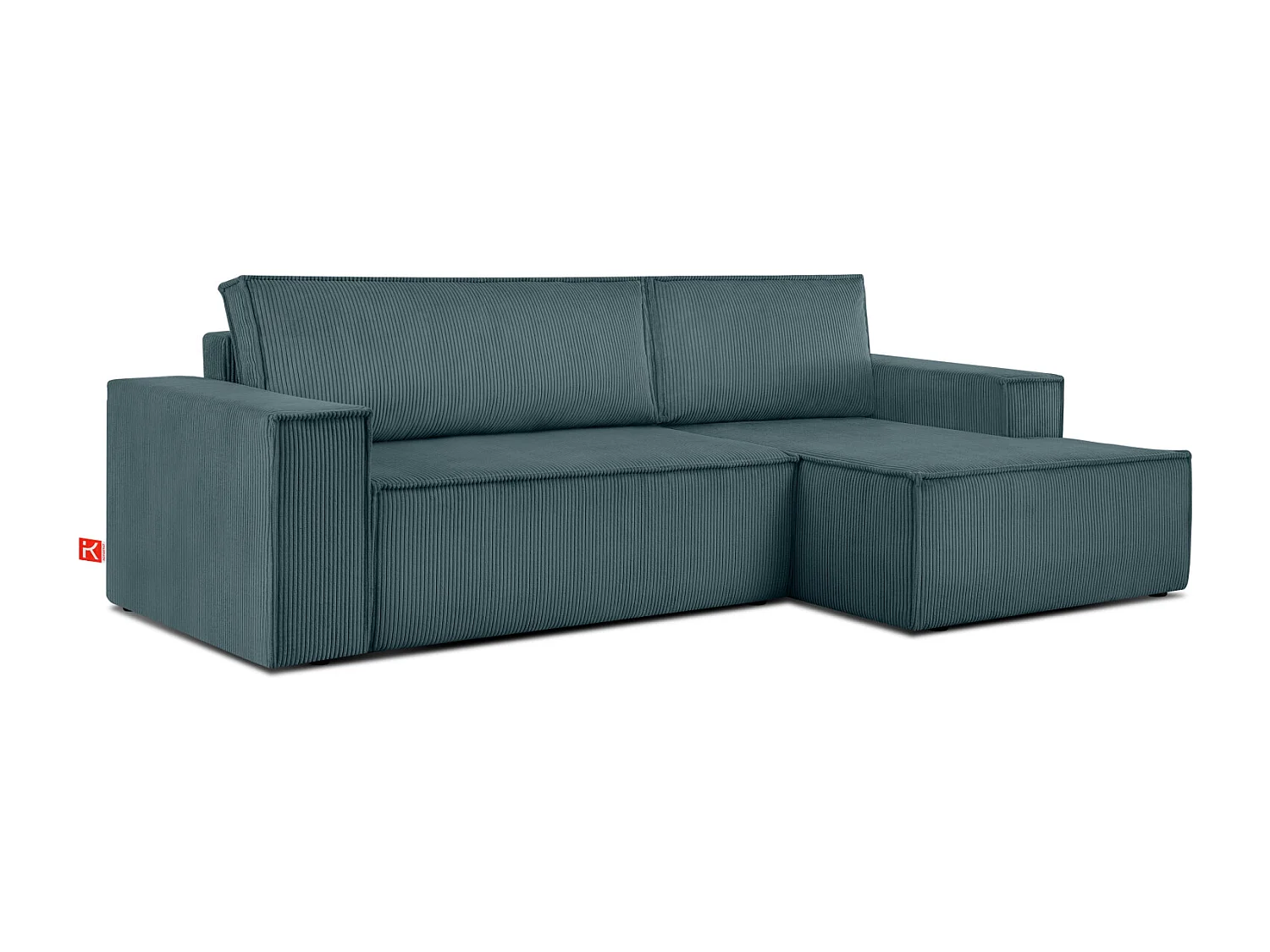 Canapé d'angle - droite - avec fonction couchage - avec coffre de rangement - Modern - Bleu - NAPI