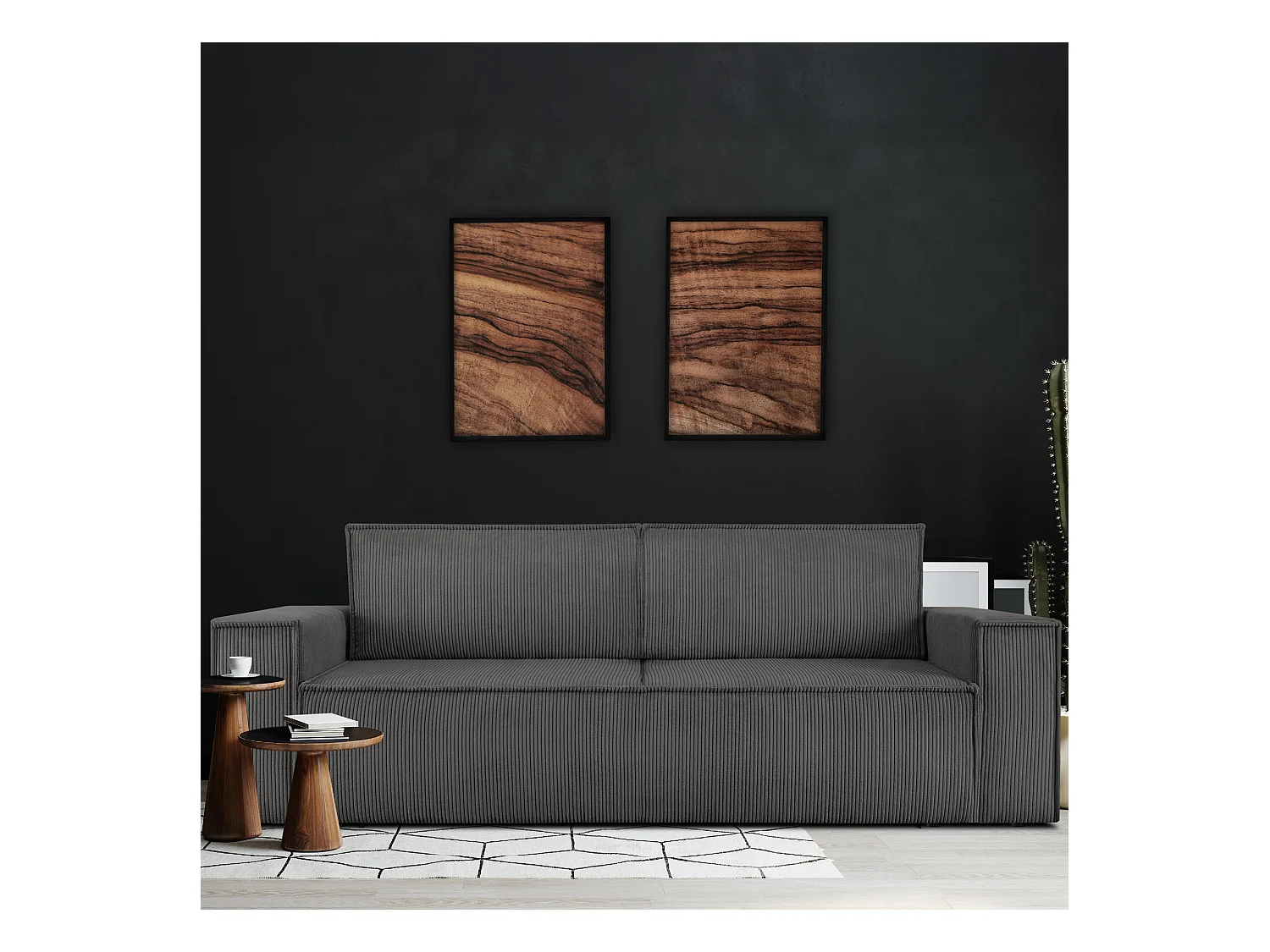 Canapé 3 places convertible - avec fonction couchage - avec coffre de rangement - Gris - NAPI