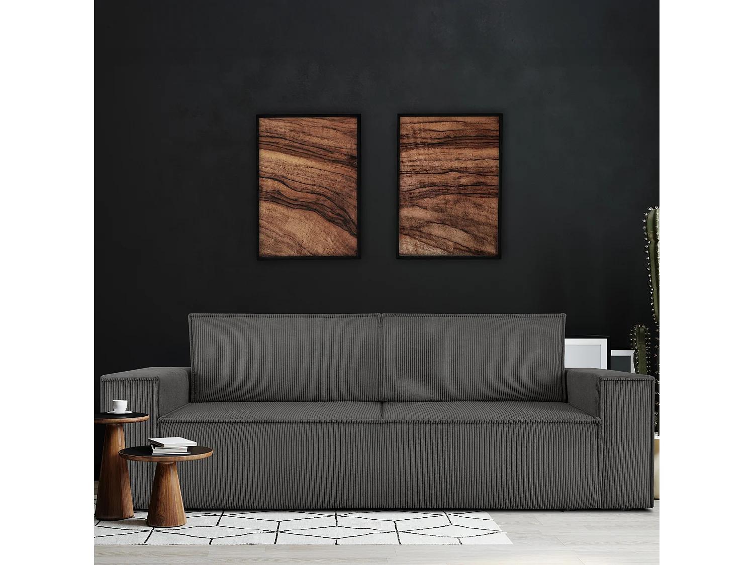 Canapé 3 places convertible - avec fonction couchage - avec coffre de rangement - Gris - NAPI