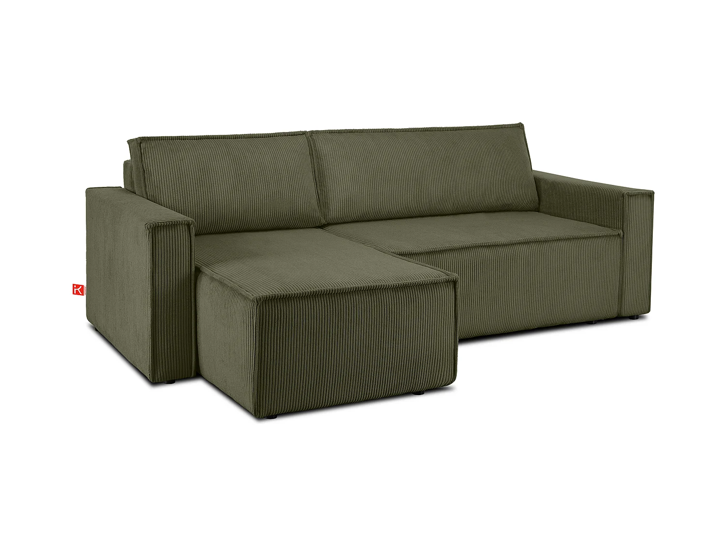 Canapé d'angle universel - gauche / droit - avec fonction couchage - avec coffre de rangement -  Vert - NAPI