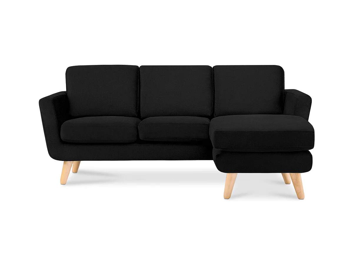 Canapé d'angle 3/4 places - Noir - TAGIO