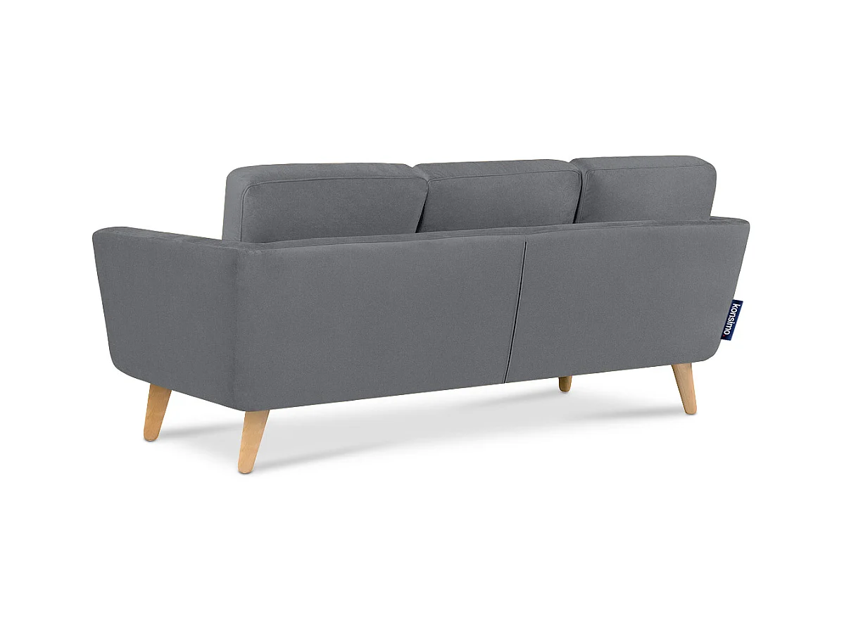 Canapé d'angle avec pouf - 3 places - Gris - TAGIO
