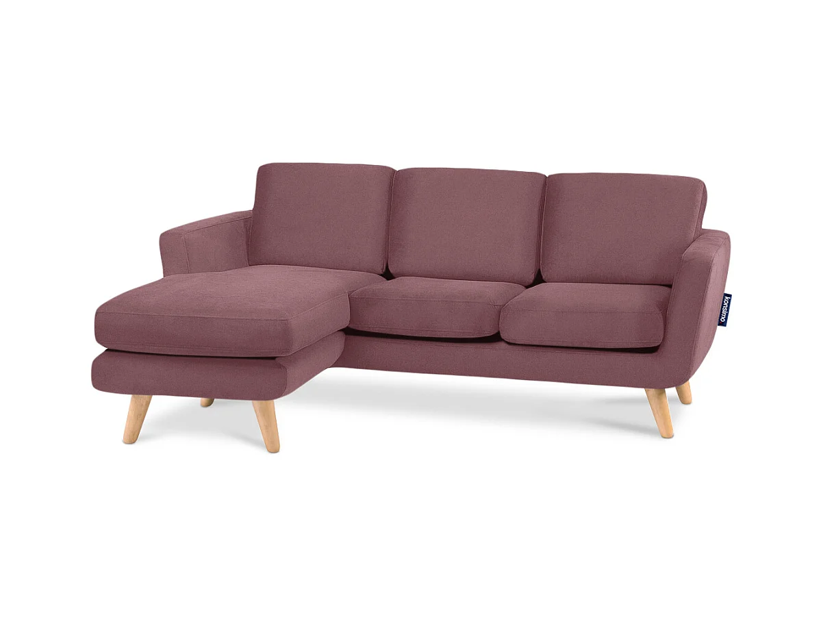 Canapé d'angle avec pouf - 3 places - rose - TAGIO