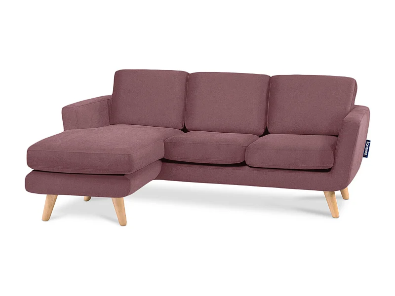 Canapé d'angle avec pouf - 3 places - rose - TAGIO