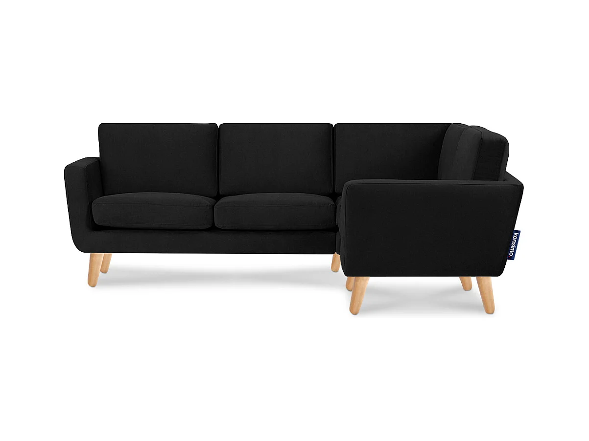 Canapé d'angle 3/4 places droit - Noir - TAGIO
