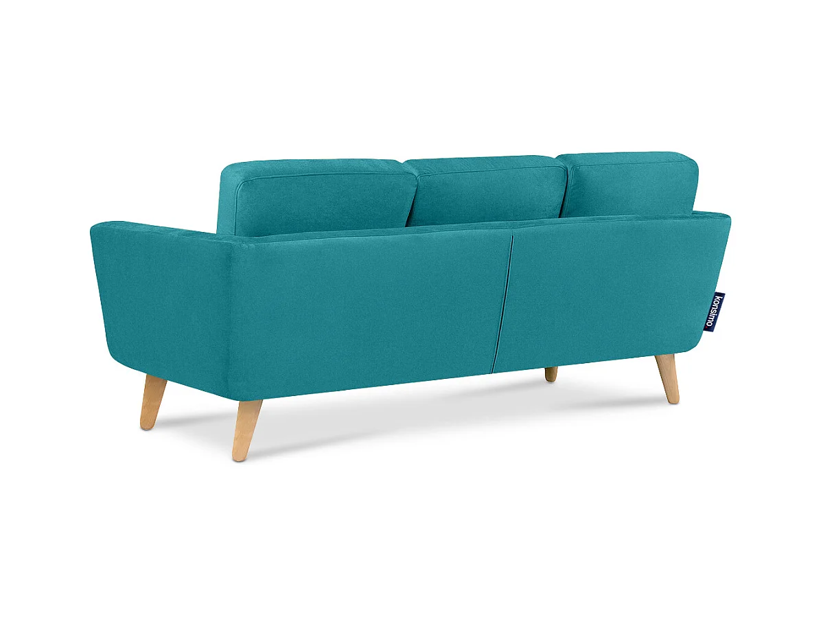 Canapé d'angle avec pouf - 3 places - bleu - TAGIO