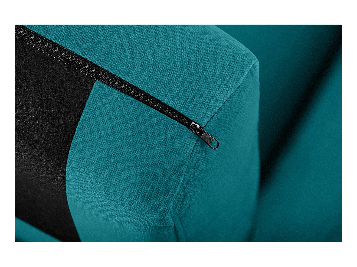 Canapé d'angle avec pouf - 3 places - bleu - TAGIO