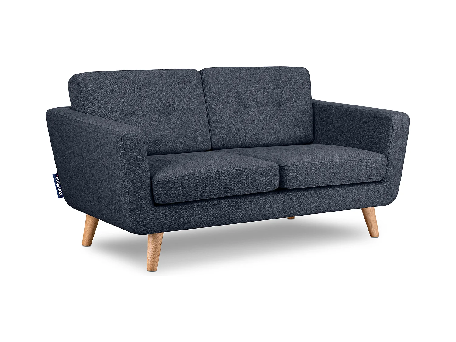 Canapé 2 personnes - Bleu marine/marron - TAGIO