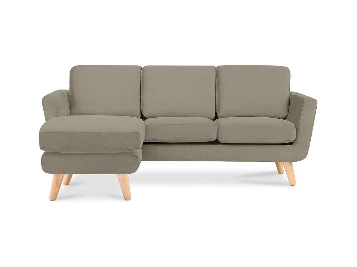 Canapé d'angle avec pouf - 3 places - Beige - TAGIO