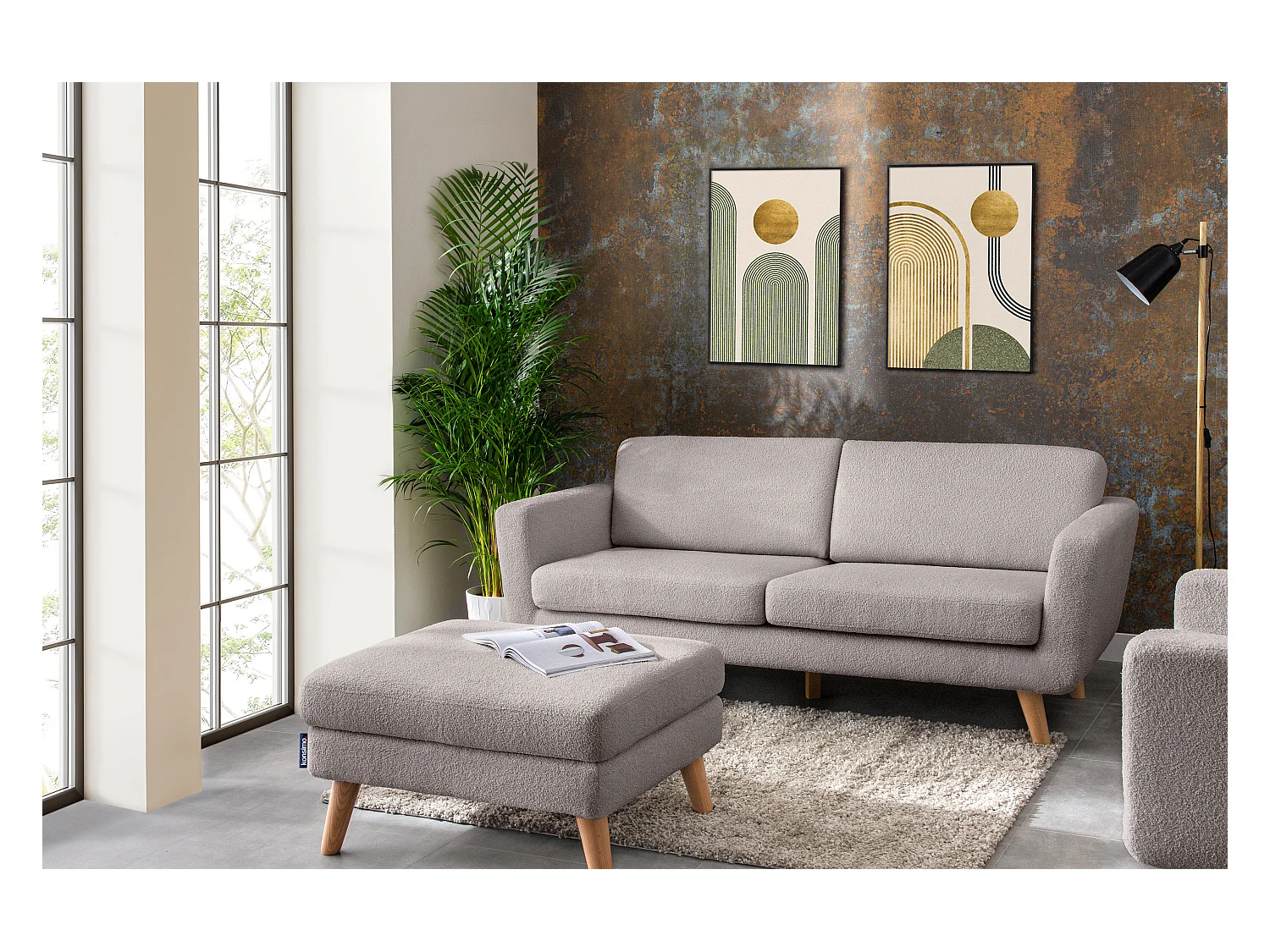 Canapé scandinave 3 places - Gris clair - TAGIO