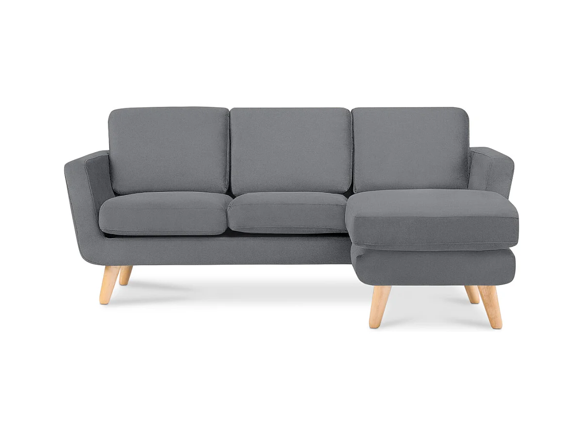 Canapé d'angle 3/4 places - Gris - TAGIO