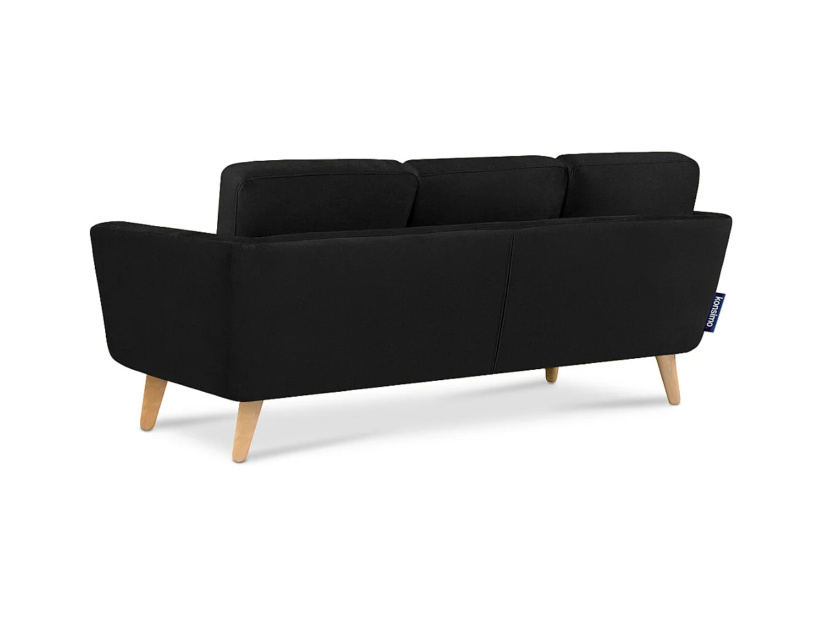 Canapé d'angle avec pouf - 3 places - Noir - TAGIO