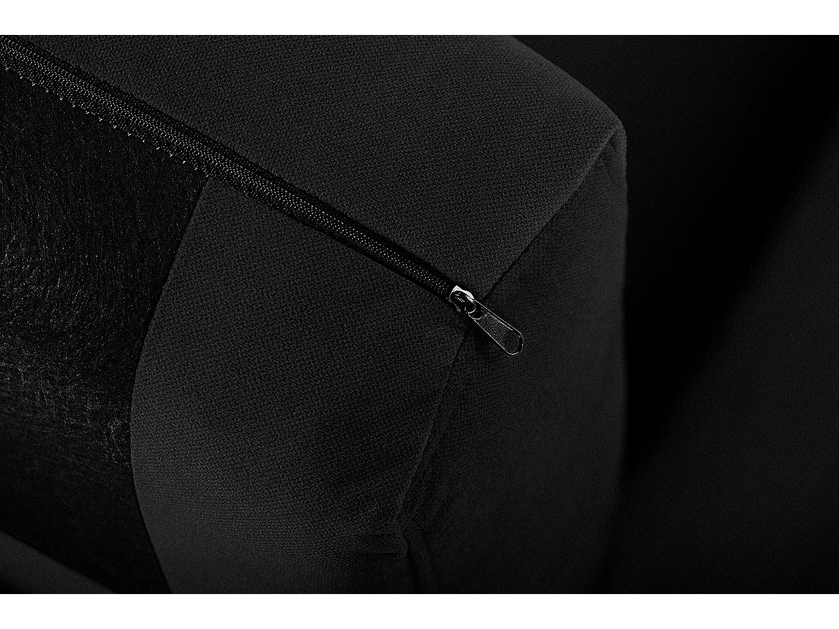 Canapé d'angle avec pouf - 3 places - Noir - TAGIO