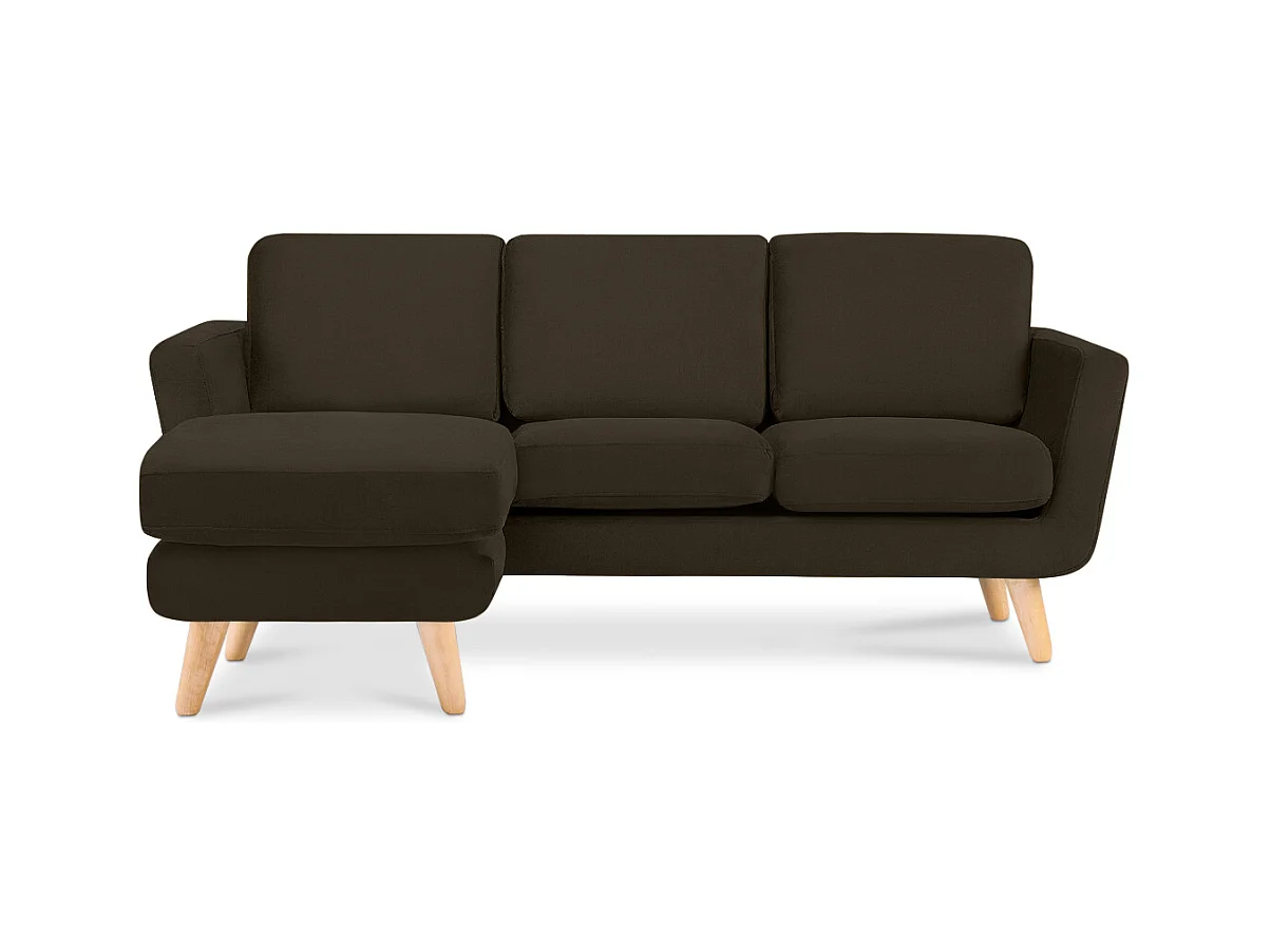 Canapé d'angle avec pouf - 3 places - Marron - TAGIO