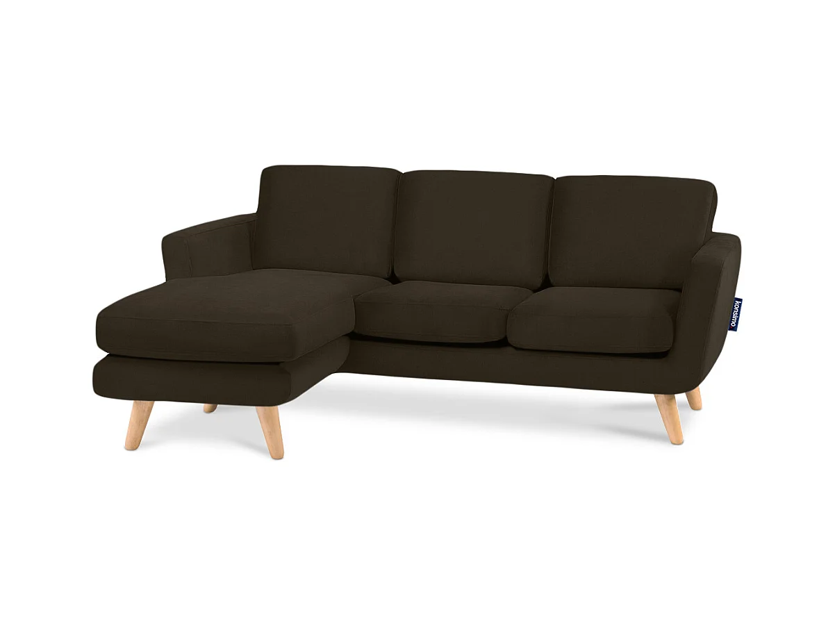 Canapé d'angle avec pouf - 3 places - Marron - TAGIO