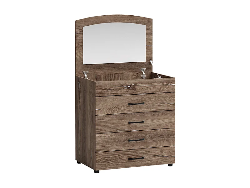 Comò classico con specchio a scomparsa marrone CG37