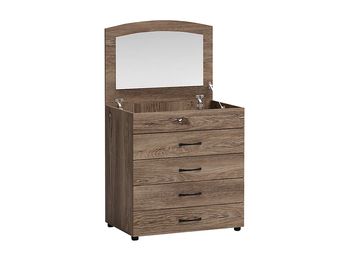 Comò classico con specchio a scomparsa marrone CG37