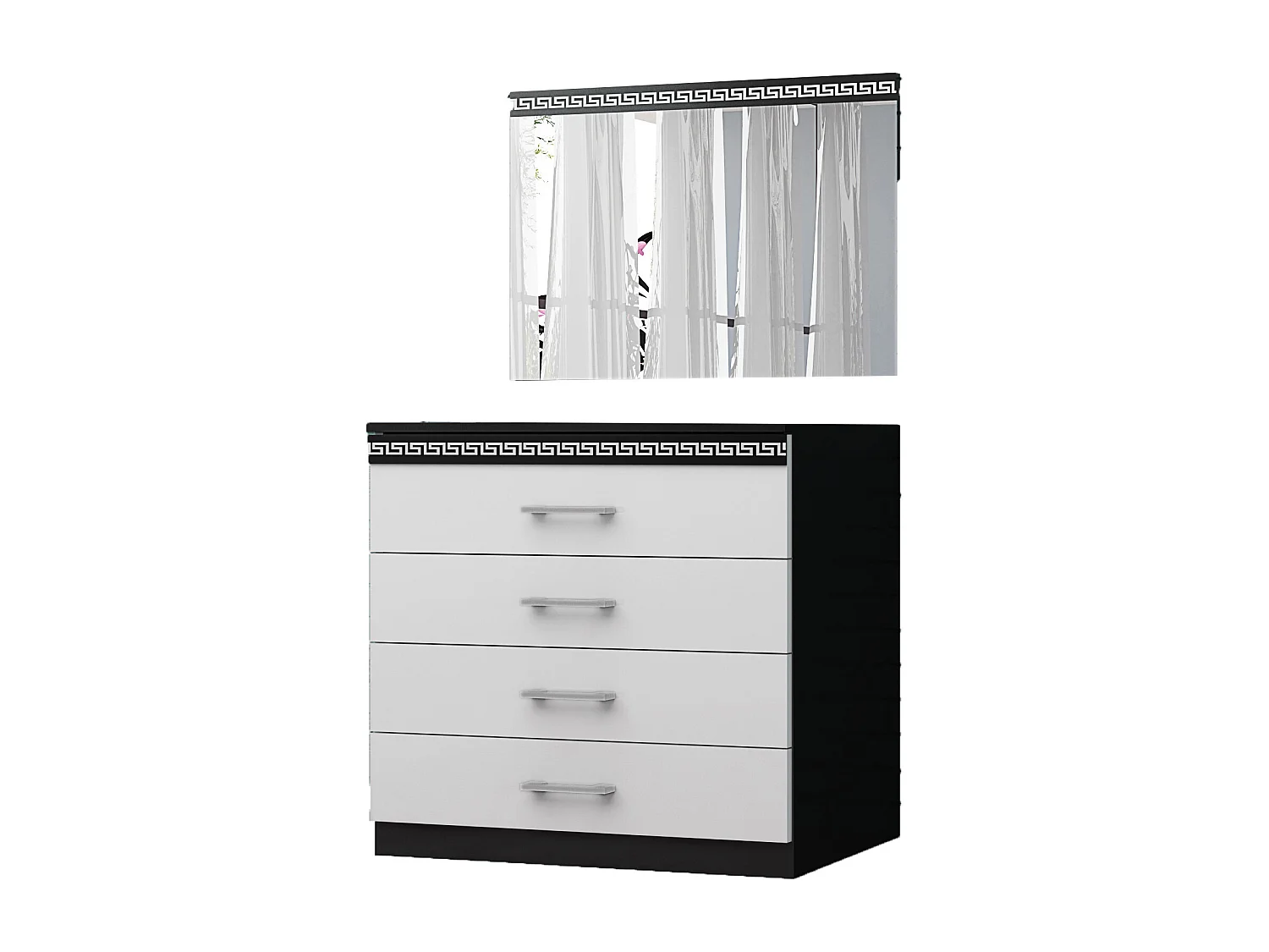 Cassettiera elegante 4 cassetti con maniglie bianca e nera CG25