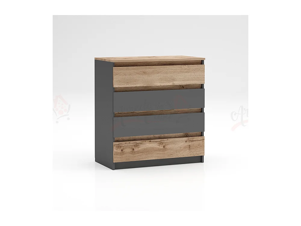 Cassettiera economica con 4 cassetti rovere/antracite CG2