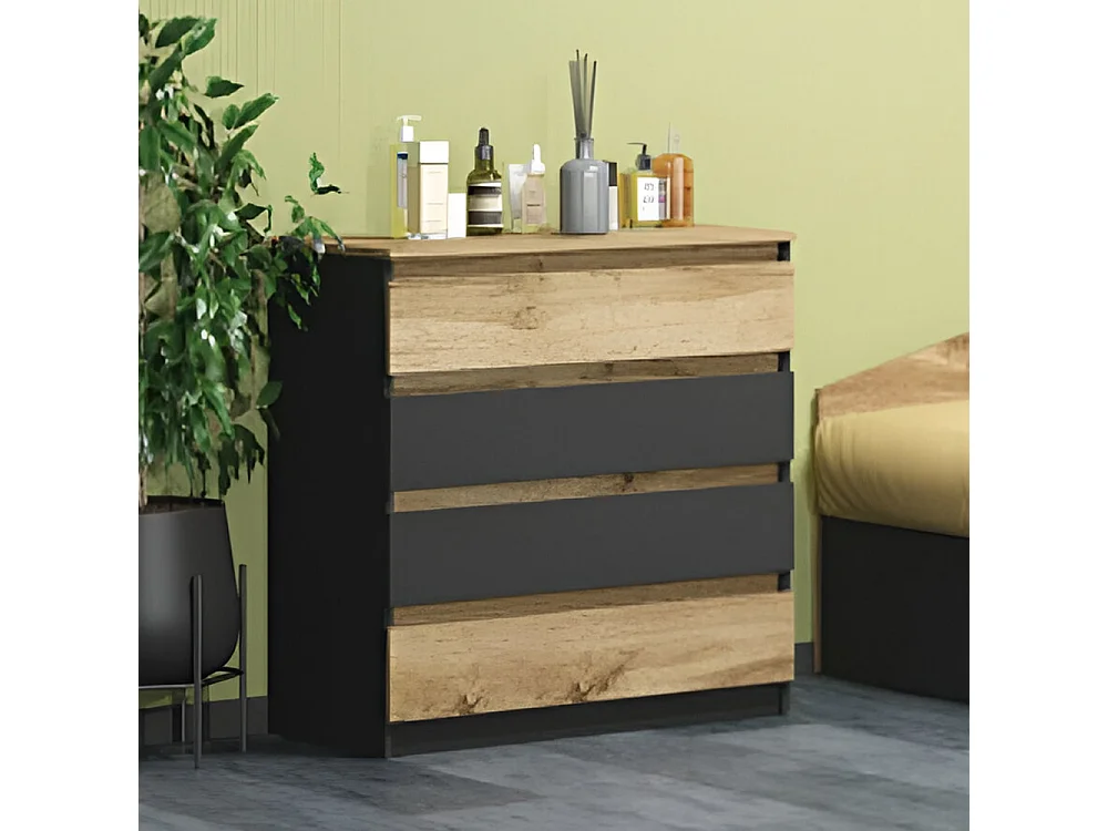 Cassettiera economica con 4 cassetti rovere/antracite CG2