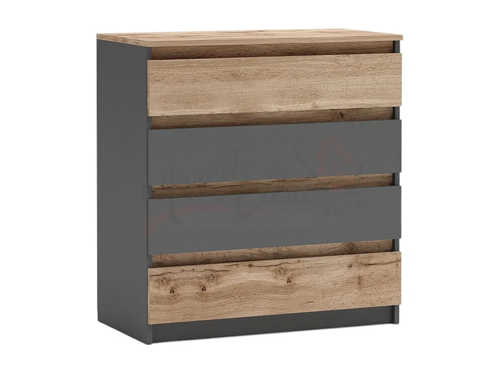 Cassettiera economica con 4 cassetti rovere/antracite CG2