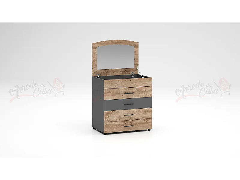 Comò classico con specchio a scomparsa rovere/antracite CG37