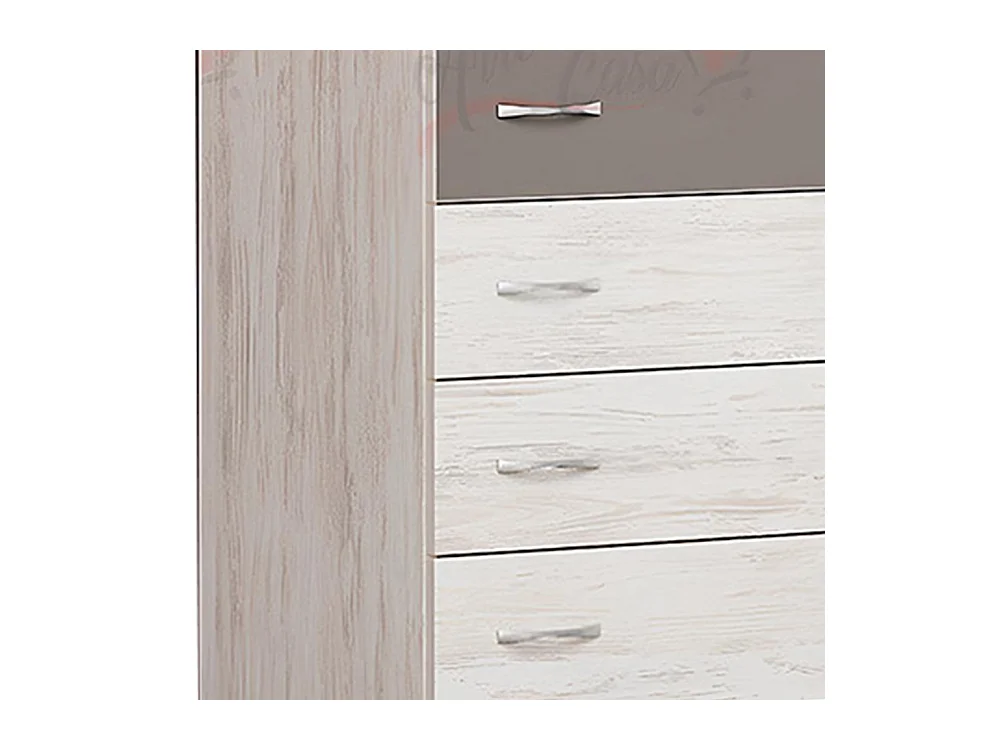 Cassettiera per camera da letto con 4 cassetti quercia bianca e cappuccino CG7