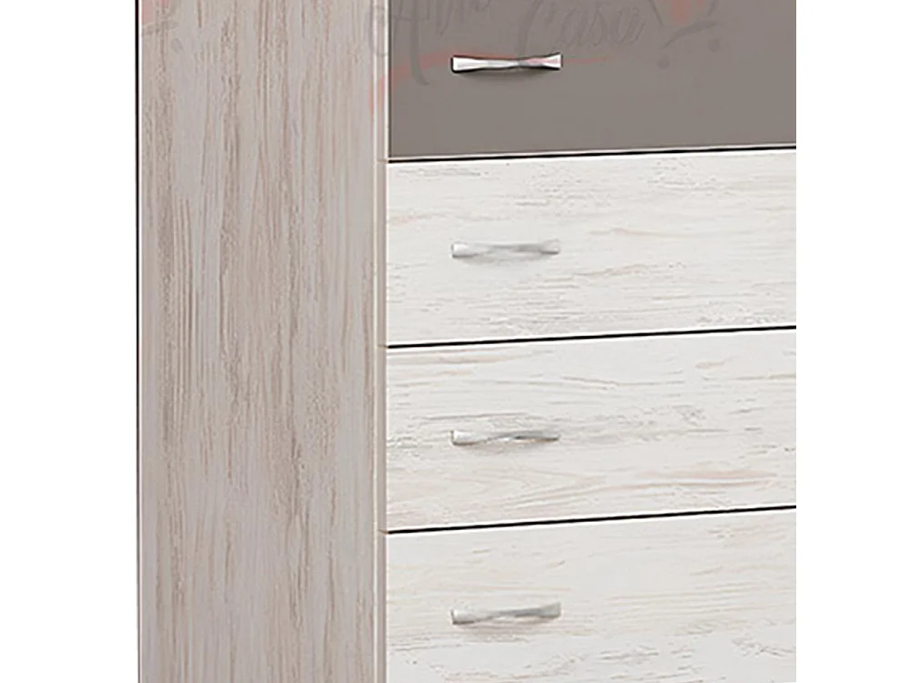 Cassettiera per camera da letto con 4 cassetti quercia bianca e cappuccino CG7