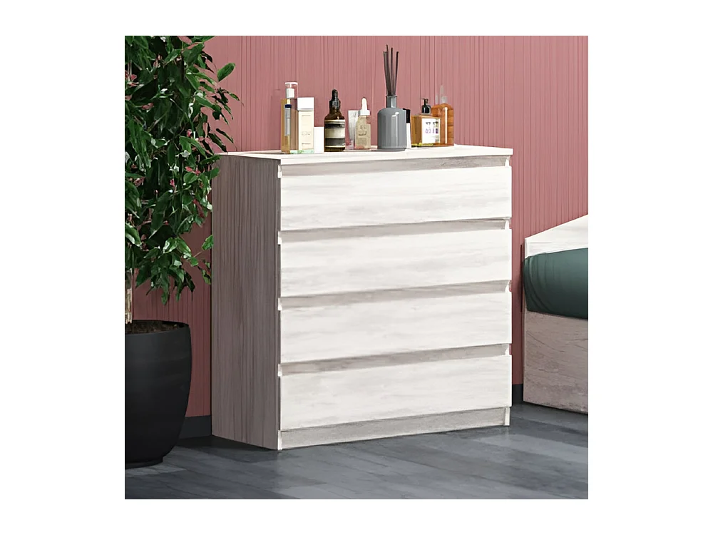 Cassettiera economica con 4 cassetti bianco legno CG2