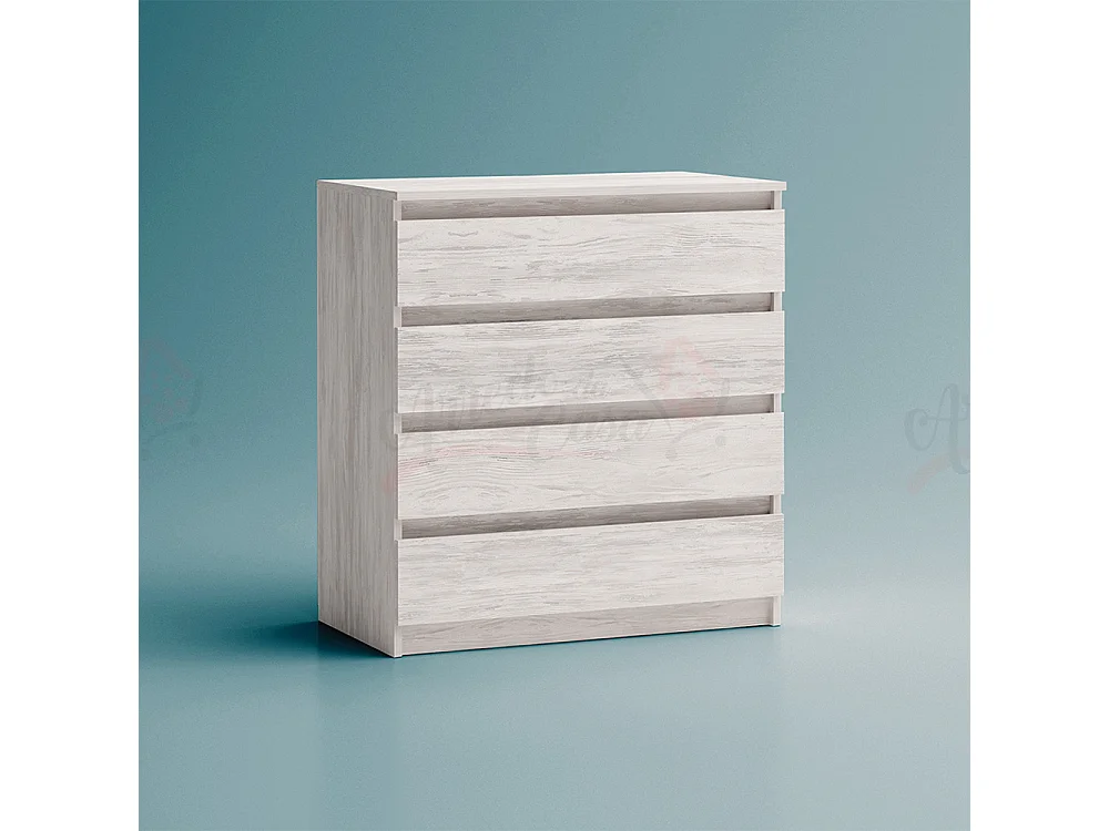 Cassettiera economica con 4 cassetti bianco legno CG2