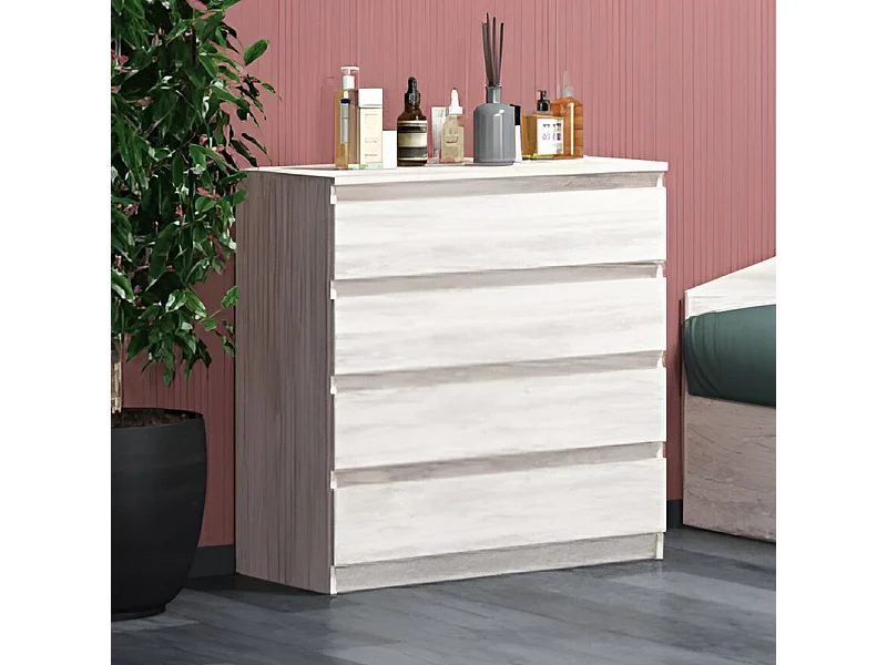 Cassettiera economica con 4 cassetti bianco legno CG2