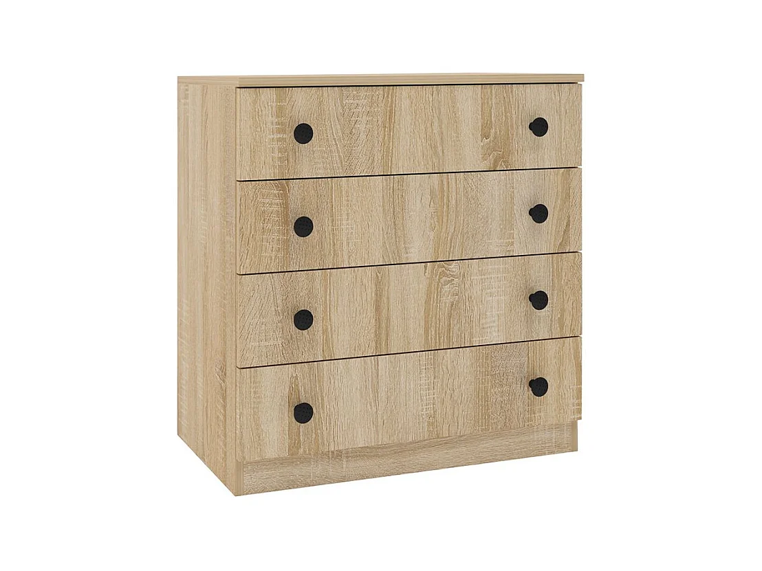 Comò da camera da letto effetto legno minimalista con quattro cassetti CSMG2 70x73 rovere