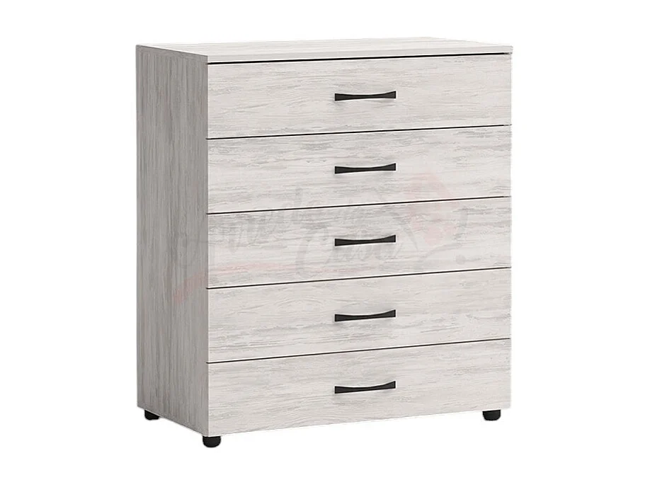 comò da camera da notte design moderno con cinque cassetti CG5 80x91 bianco legno