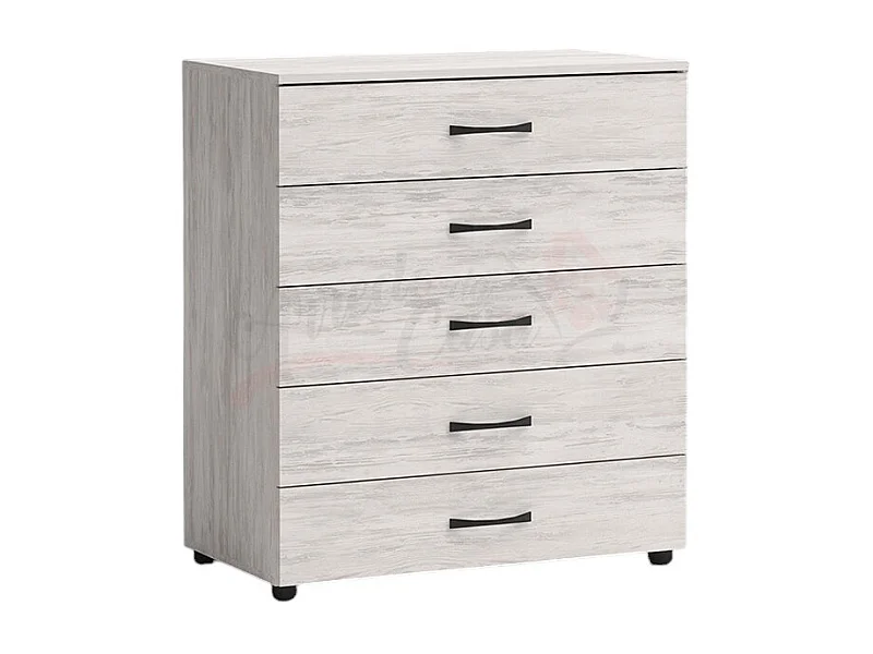 comò da camera da notte design moderno con cinque cassetti CG5 80x91 bianco legno