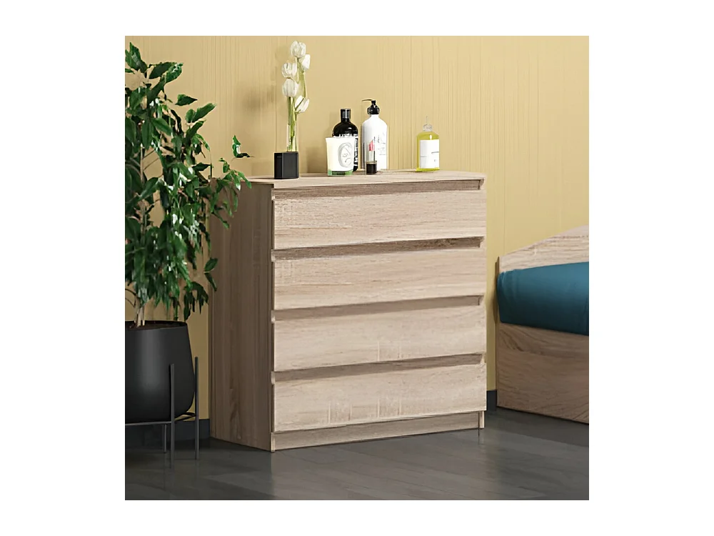 Cassettiera economica con 4 cassetti rovere chiaro CG2