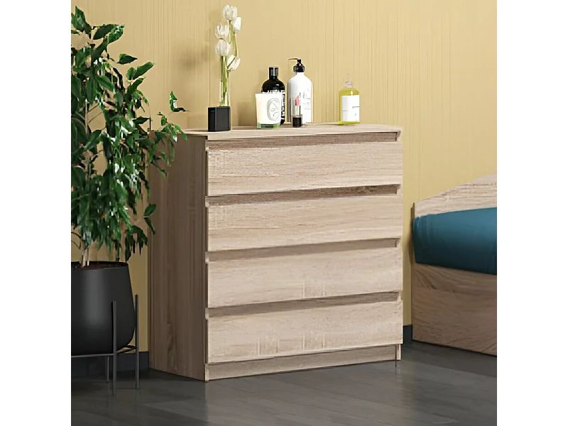 Cassettiera economica con 4 cassetti rovere chiaro CG2