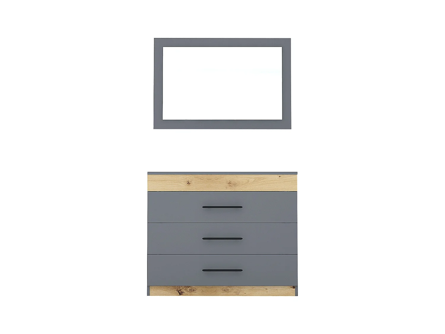 Cassettiera moderna per camera da letto con 3 cassetti in grigio grafite e rovere CG27