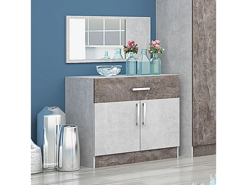 Comò moderno per camera da letto color cemento chiaro e scuro CG34