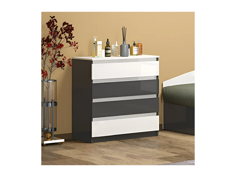 Cassettiera economica con 4 cassetti bianco lucido/antracite CG2