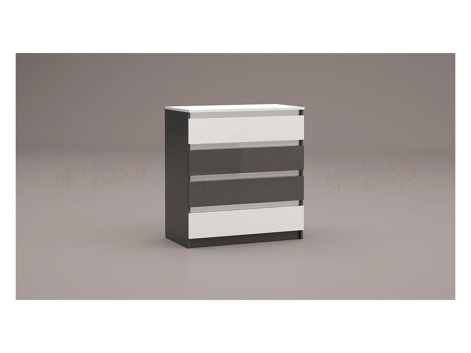 Cassettiera economica con 4 cassetti bianco lucido/antracite CG2