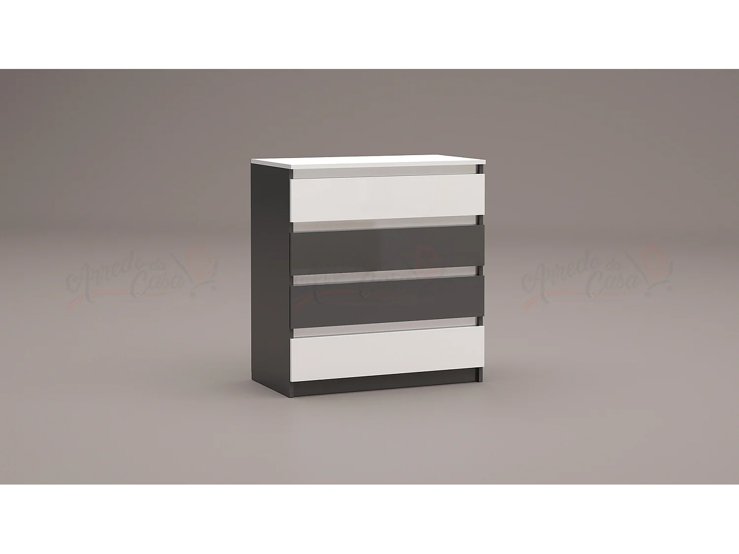 Cassettiera economica con 4 cassetti bianco lucido/antracite CG2