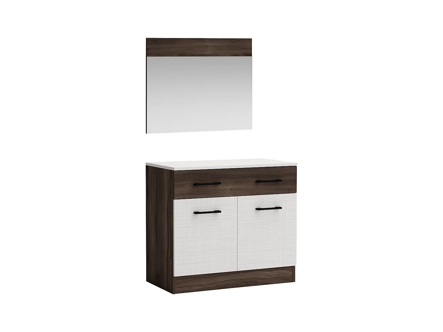 Comò per camera da letto con 2 ante e 1 cassetto wengè e lino bianco CG11