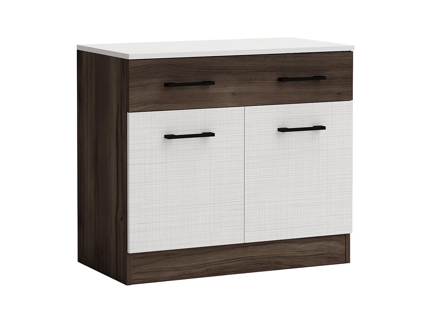 Comò per camera da letto con 2 ante e 1 cassetto wengè e lino bianco CG11