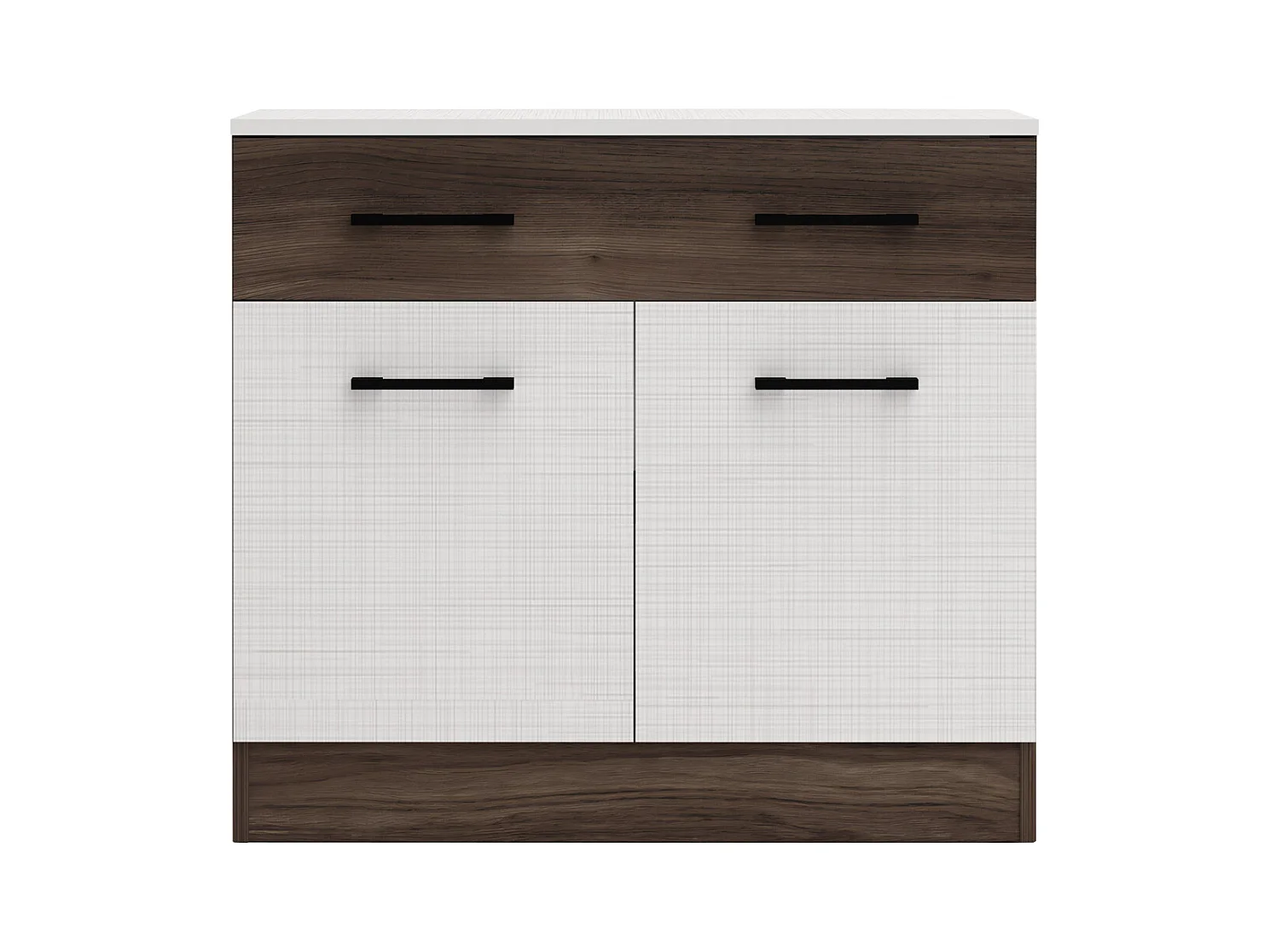 Comò per camera da letto con 2 ante e 1 cassetto wengè e lino bianco CG11