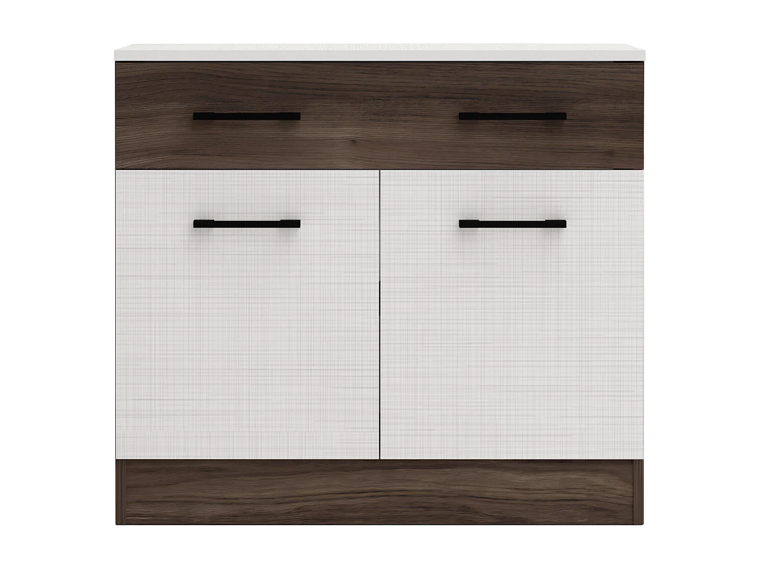 Comò per camera da letto con 2 ante e 1 cassetto wengè e lino bianco CG11