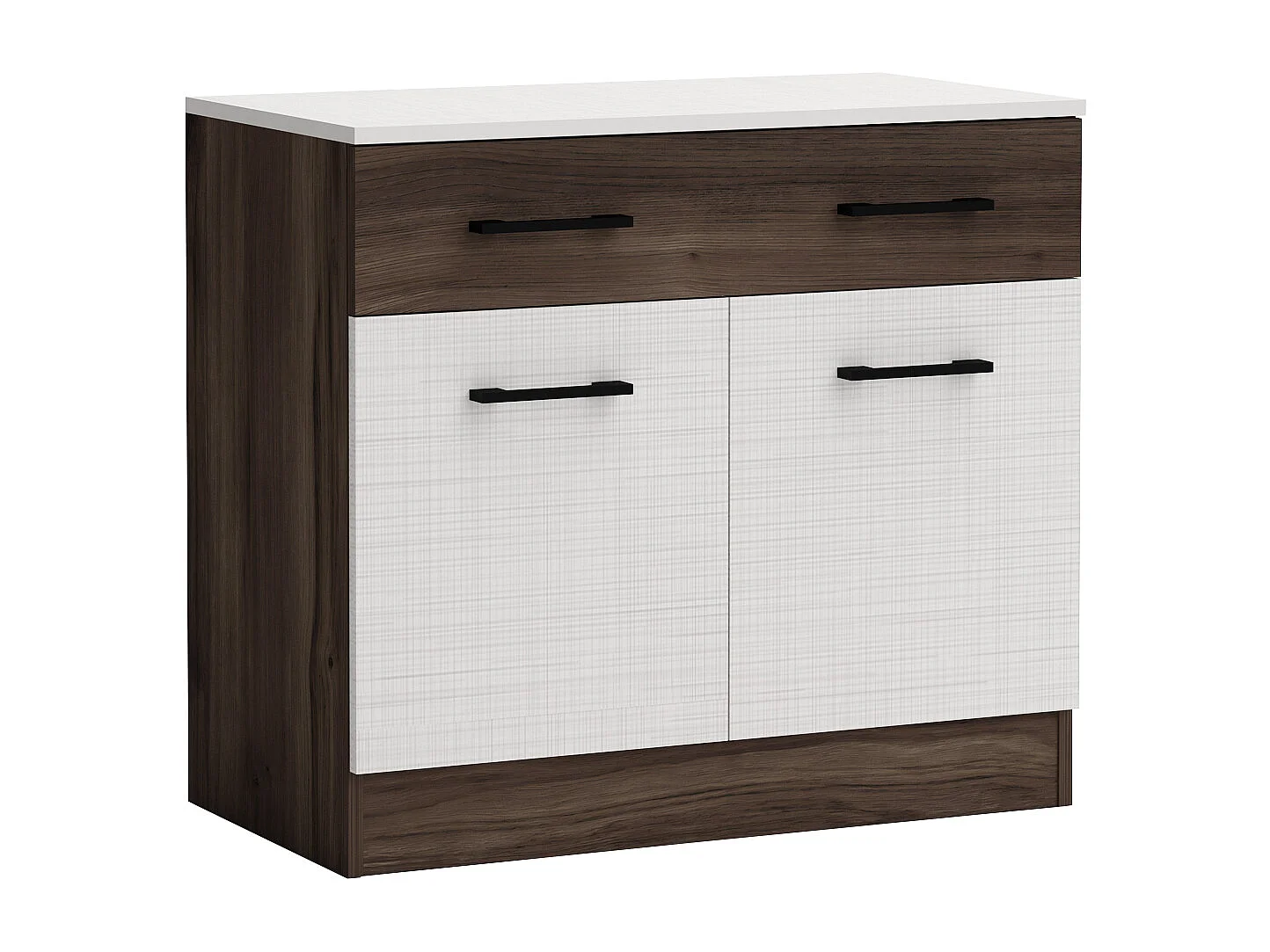 Comò per camera da letto con 2 ante e 1 cassetto wengè e lino bianco CG11